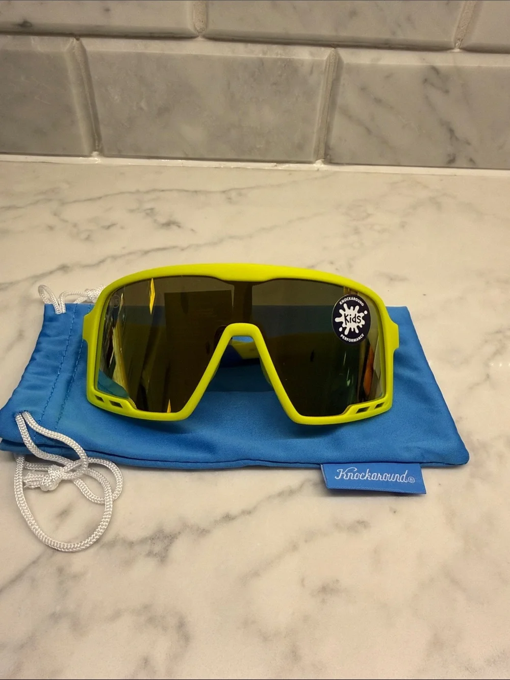 NWT Knockaround Kids Neon Yellow Shield Sunglasses